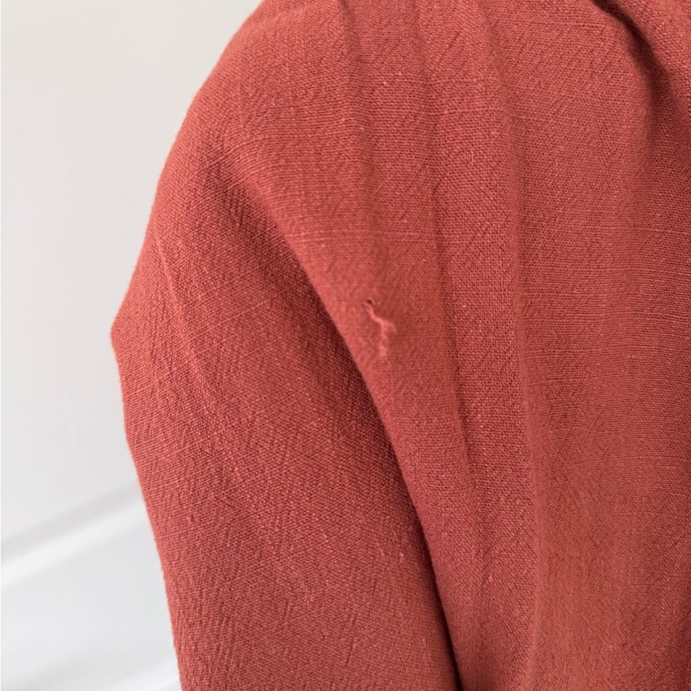 Rust Colored Linen Wide-Leg Drawstring Pants w/ Pockets - Picture 4 of 6